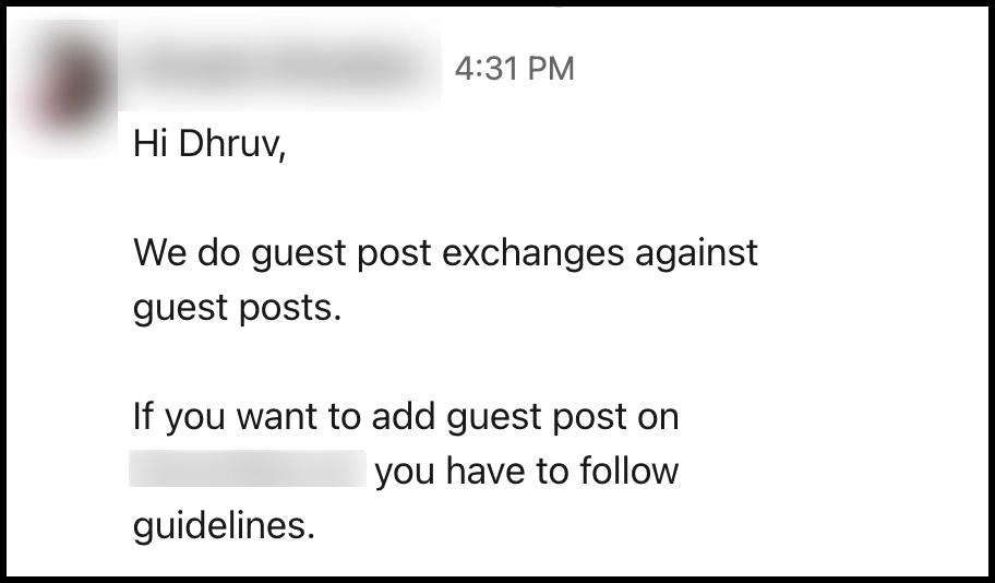 Response from editor on Linkedin DM