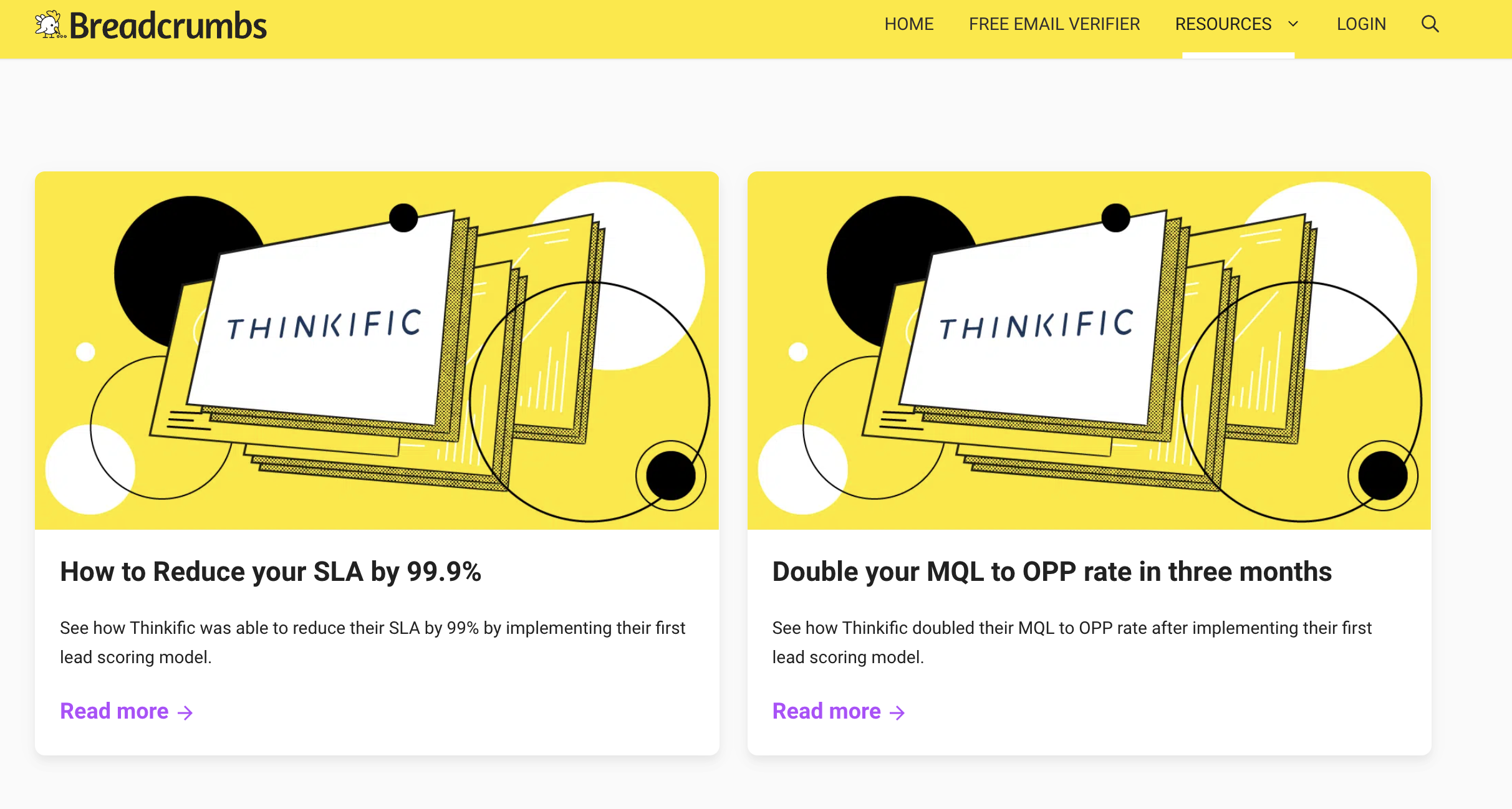 Case study on breadcrumb's website