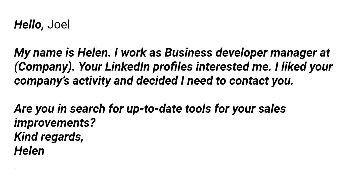 Screenshot of an email sent to the wrong recipient with irrelevant pitch details