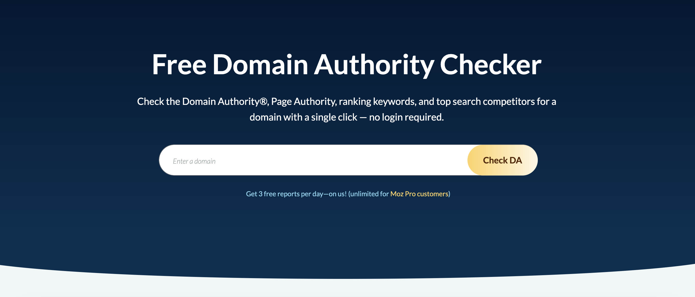 Domain Authority checker interface from Moz for SEO insights